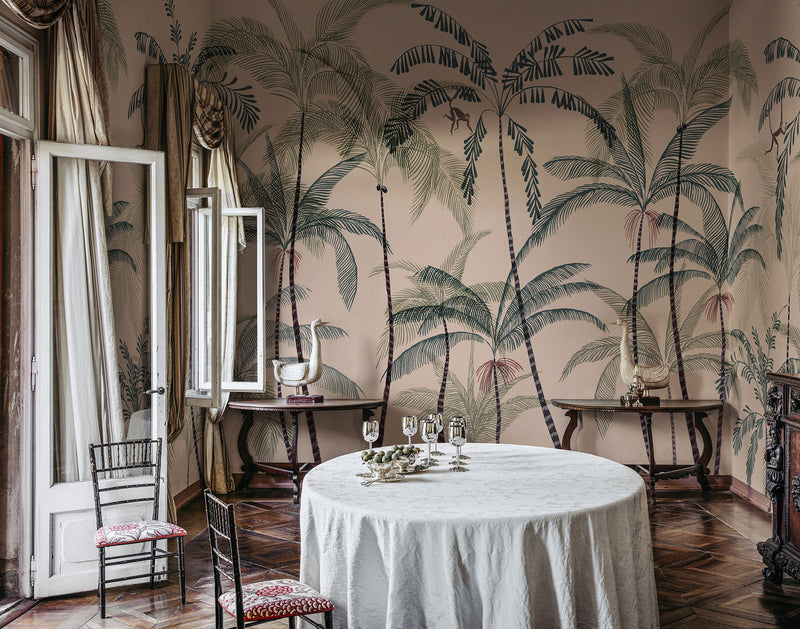 S10429 Pink Louie Palm Garden Mural by Sandberg