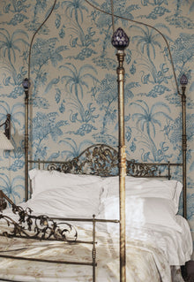 S10431 Indigo Blue Moa Palm Garden Wallpaper by Sandberg