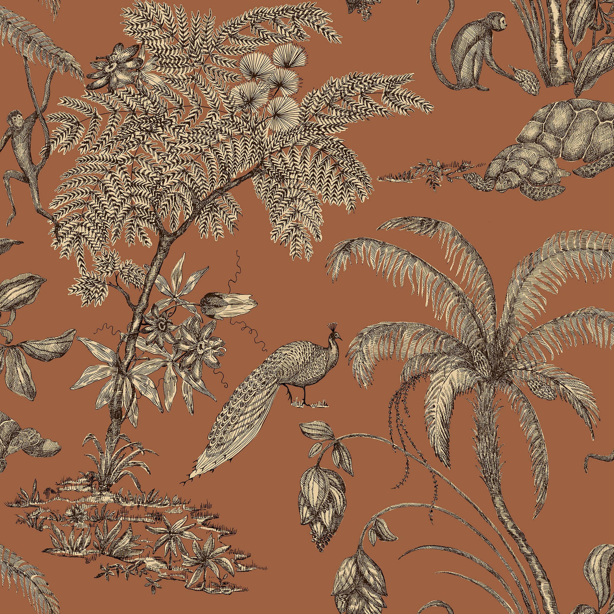 S10432 Terracotta Moa Palm Garden Wallpaper by Sandberg