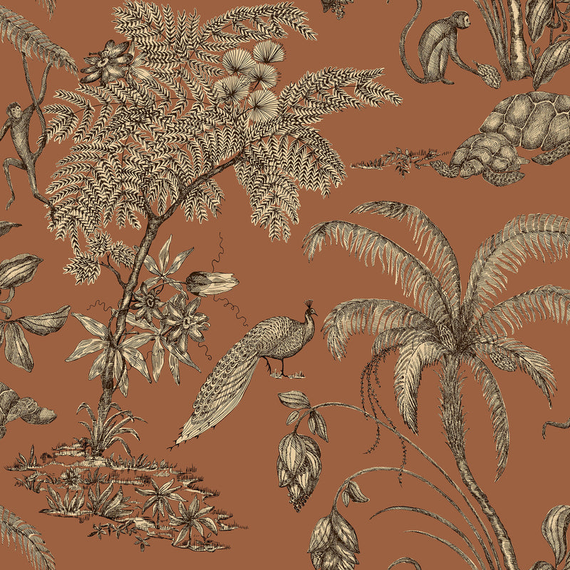 S10432 Terracotta Moa Palm Garden Wallpaper by Sandberg