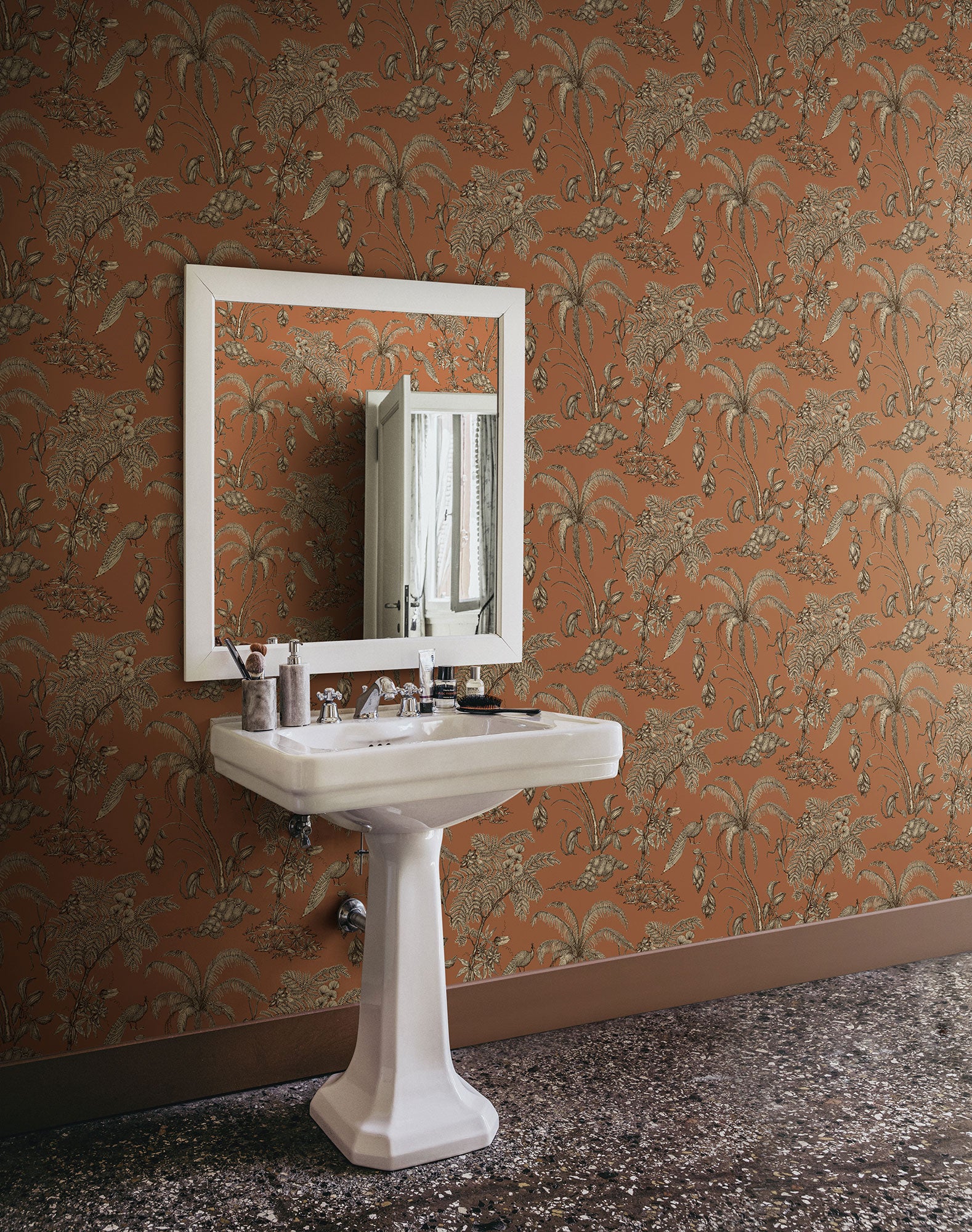 S10432 Terracotta Moa Palm Garden Wallpaper by Sandberg
