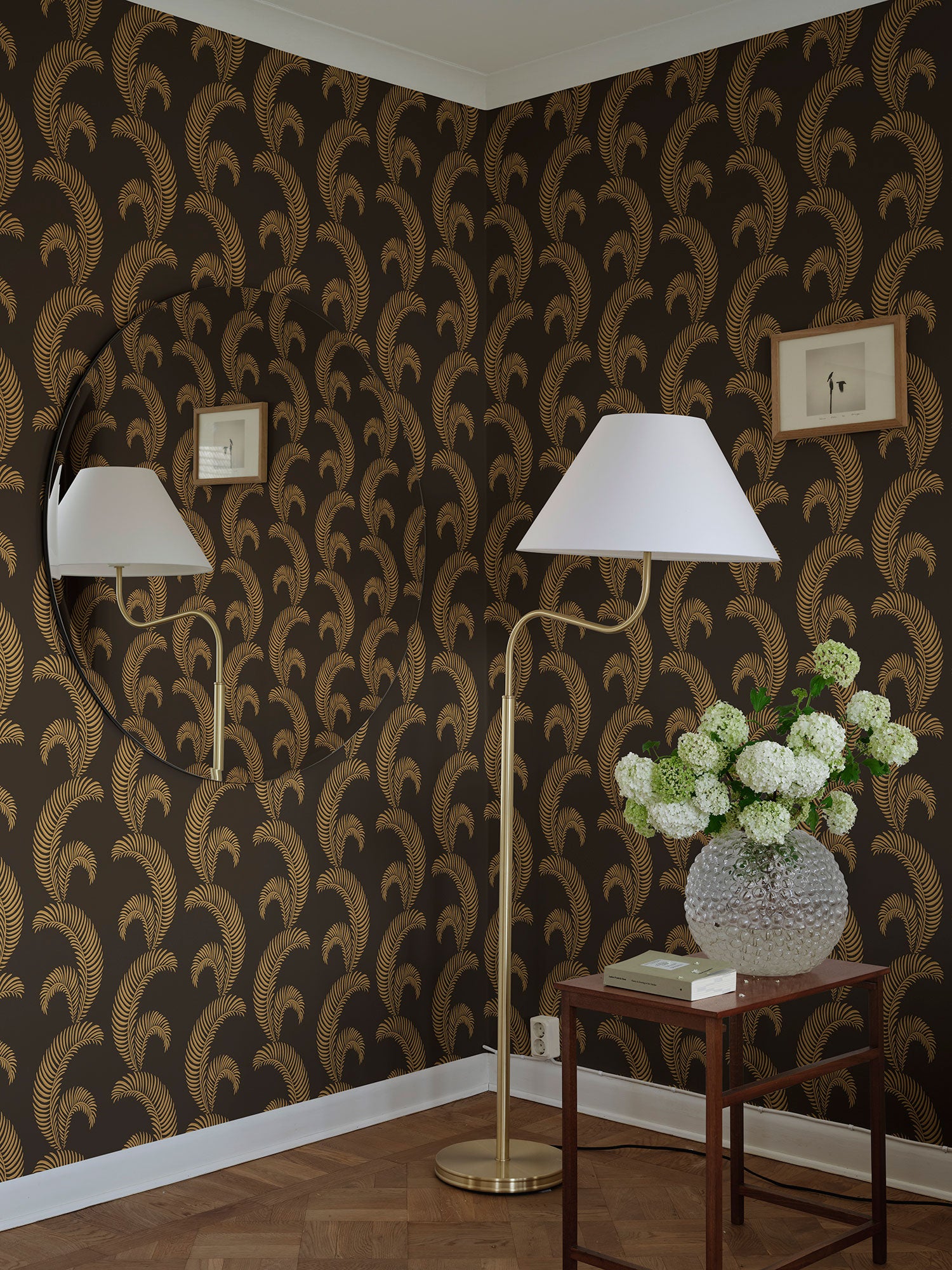 S10442 Charcoal Jasmine Palm Garden Wallpaper by Sandberg