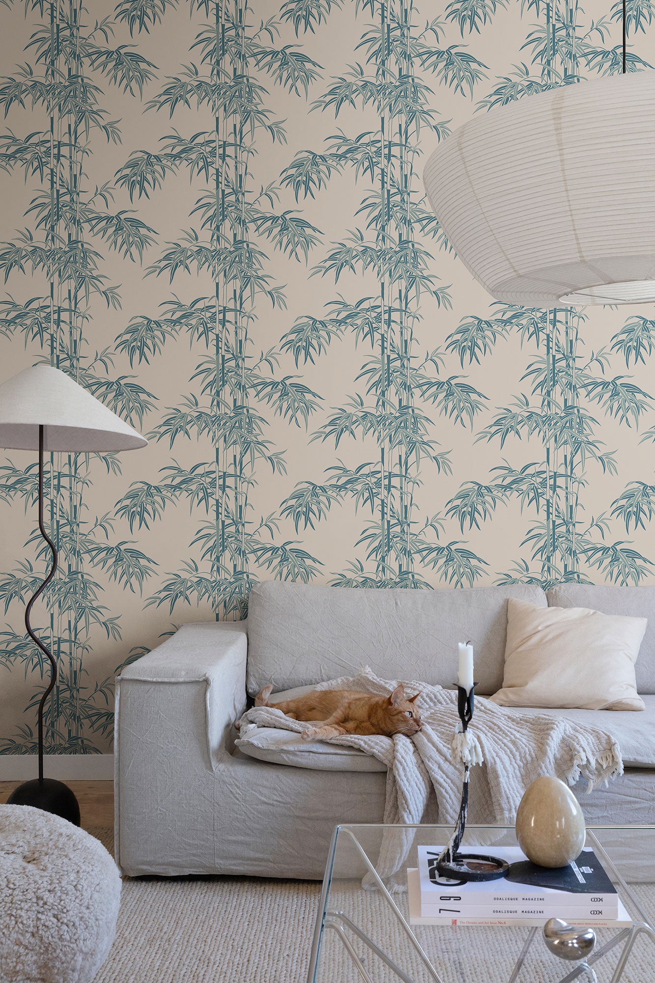 S10444 Misty Blue Leon Palm Garden Wallpaper by Sandberg