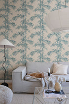 S10444 Misty Blue Leon Palm Garden Wallpaper by Sandberg