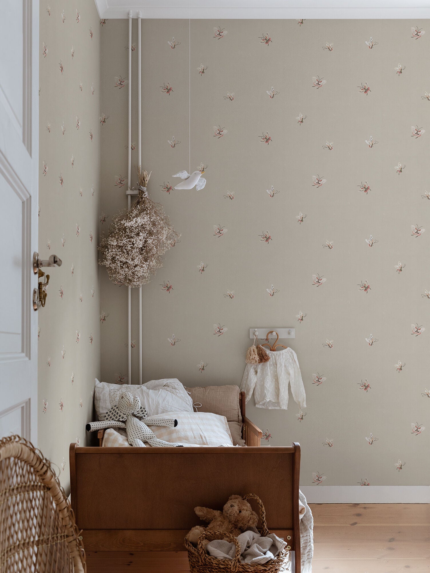 S10447 Sandstone Butterflies Chinoiserie Garden Wallpaper by Sandberg