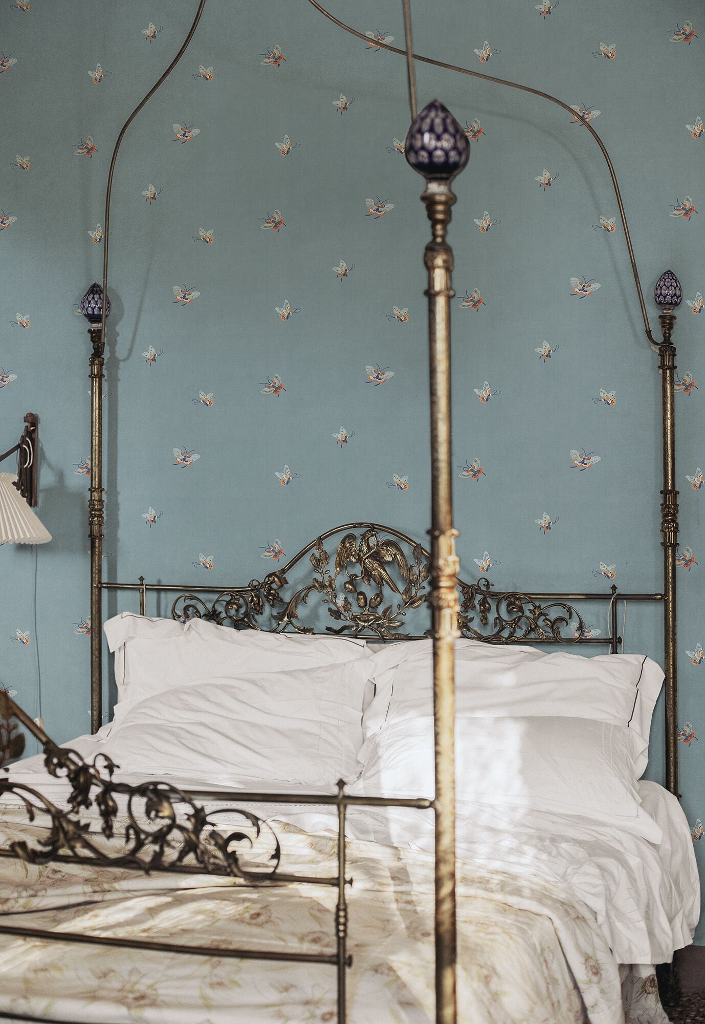 S10448 Misty Blue Butterflies Chinoiserie Garden Wallpaper by Sandberg