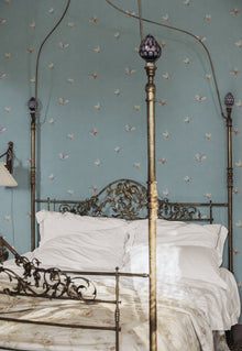 S10448 Misty Blue Butterflies Chinoiserie Garden Wallpaper by Sandberg