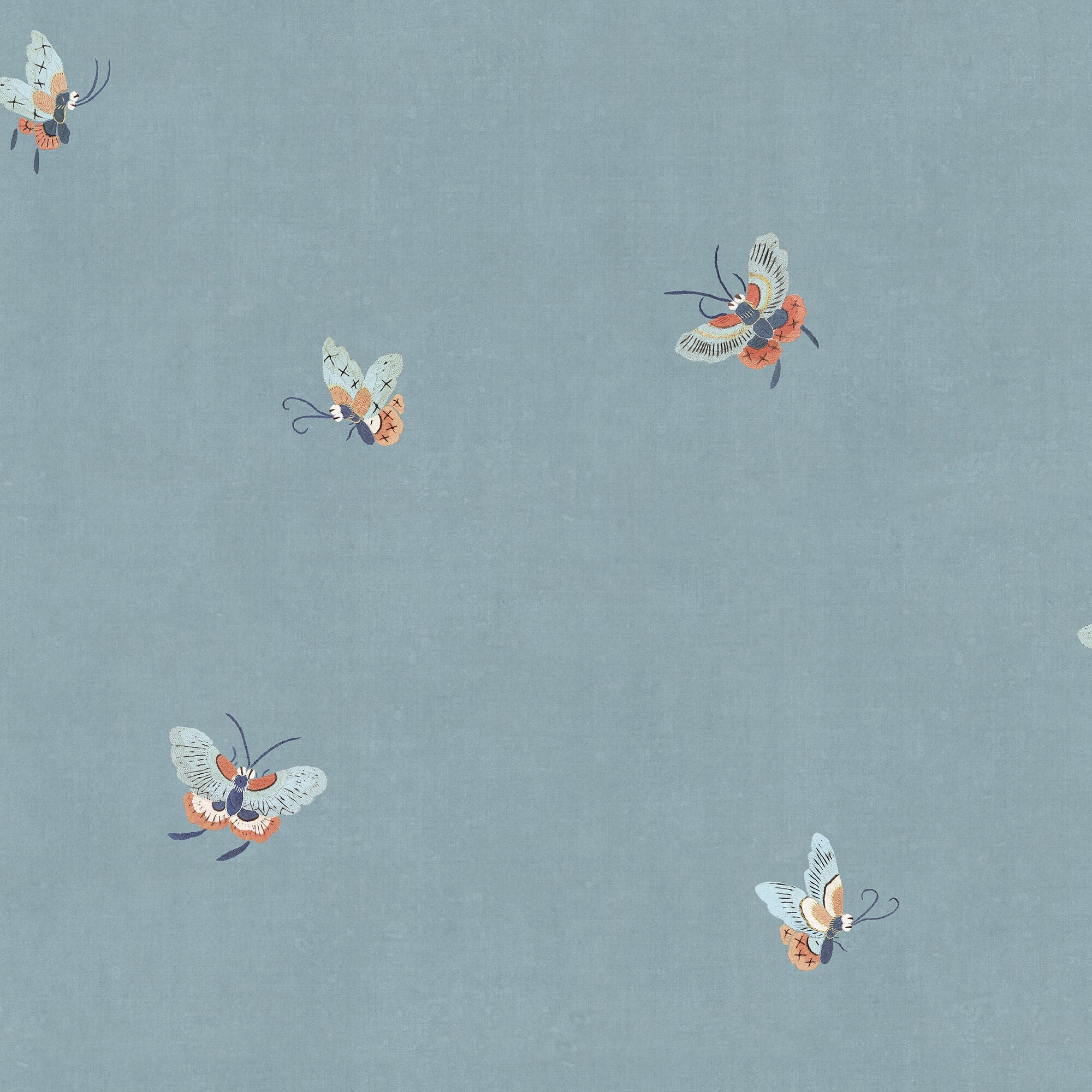 S10448 Misty Blue Butterflies Chinoiserie Garden Wallpaper by Sandberg