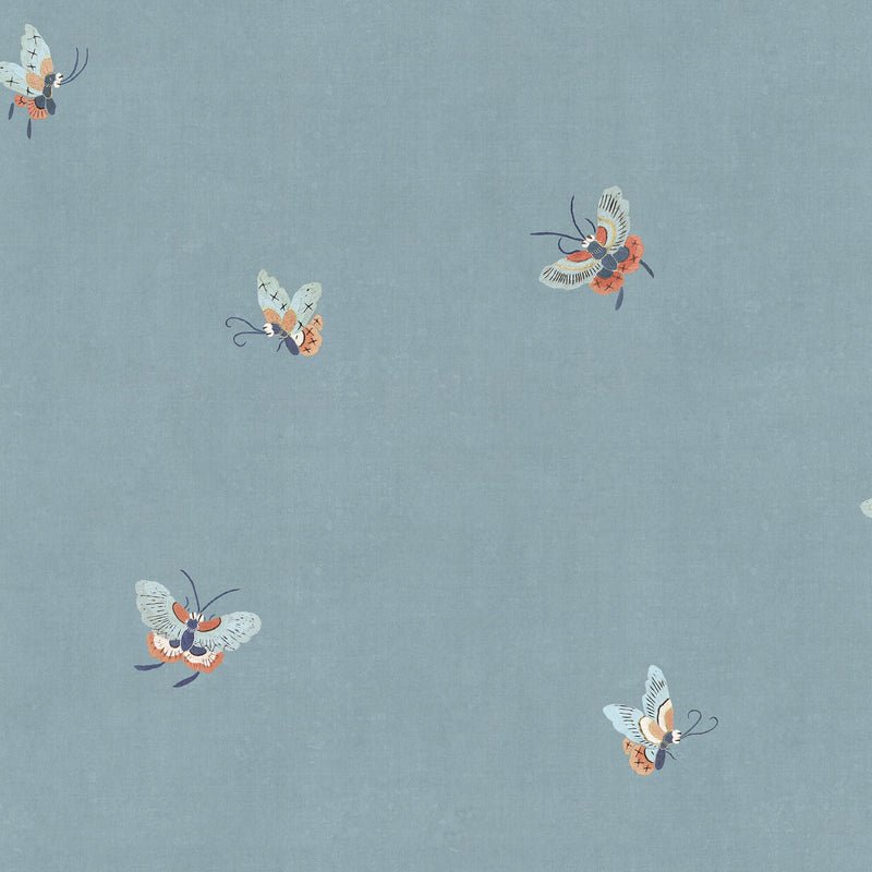 S10448 Misty Blue Butterflies Chinoiserie Garden Wallpaper by Sandberg