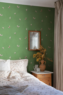 S10449 Green Butterflies Chinoiserie Garden Wallpaper by Sandberg