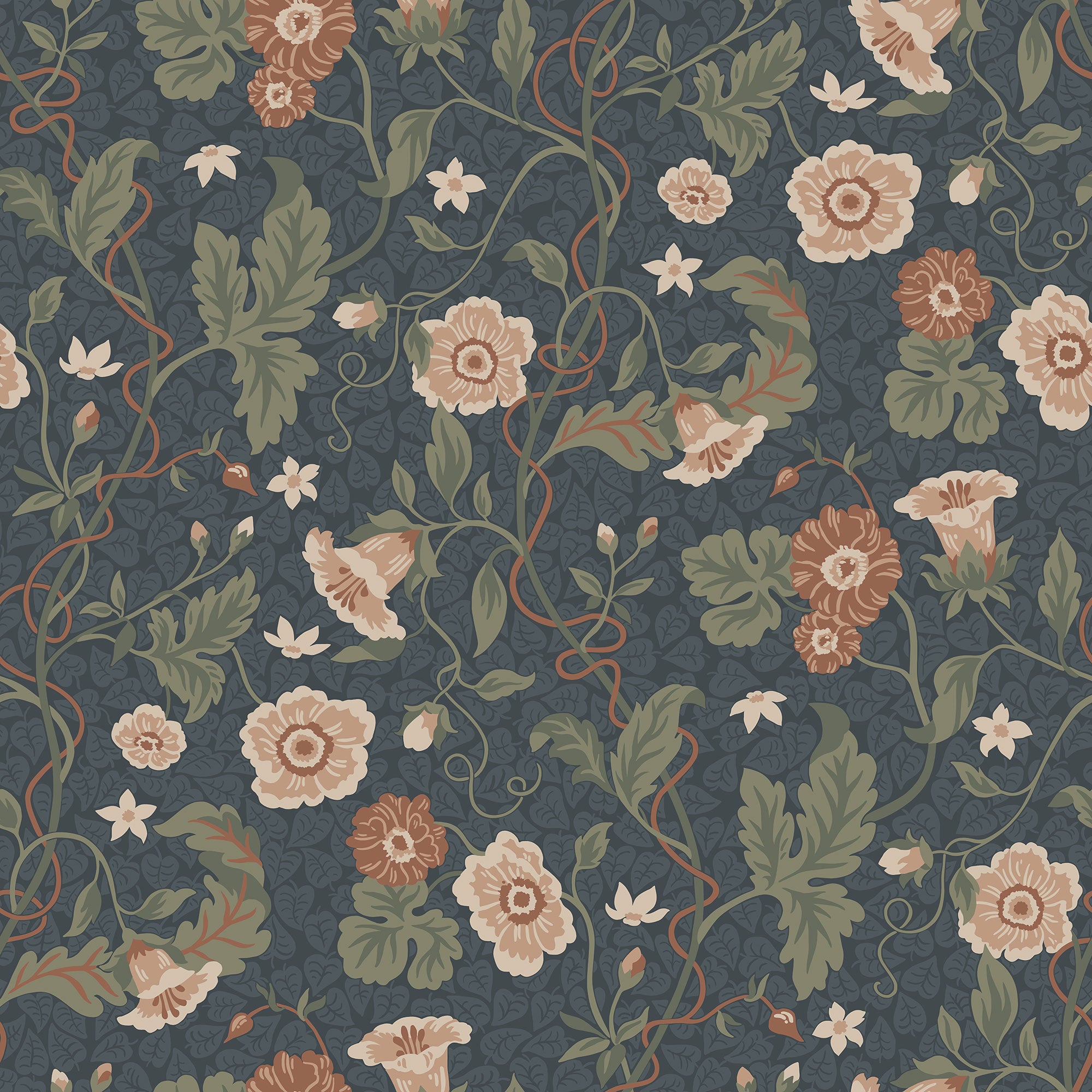 S10500 Midnight Blue Ulla Trädgården Wallpaper by Sandberg