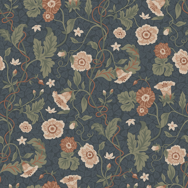 S10500 Midnight Blue Ulla Trädgården Wallpaper by Sandberg
