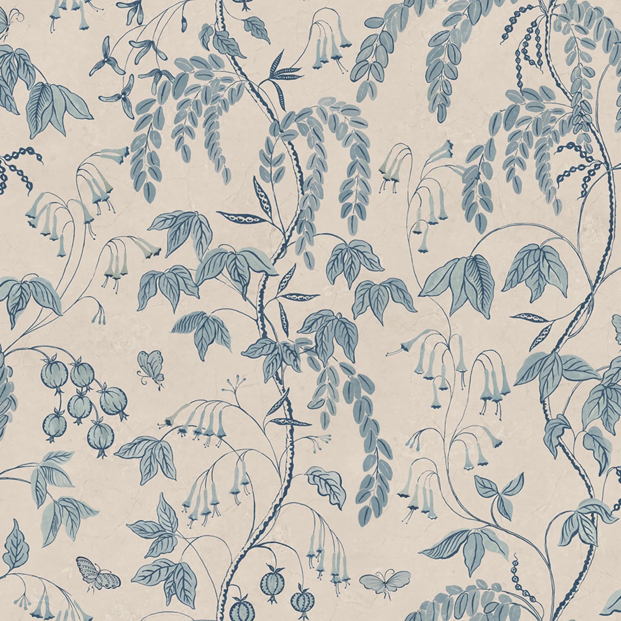 S10532 Light Blue Ottilia Herbarium Mural by Sandberg