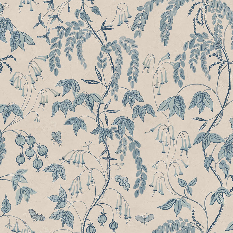 S10532 Light Blue Ottilia Herbarium Mural by Sandberg