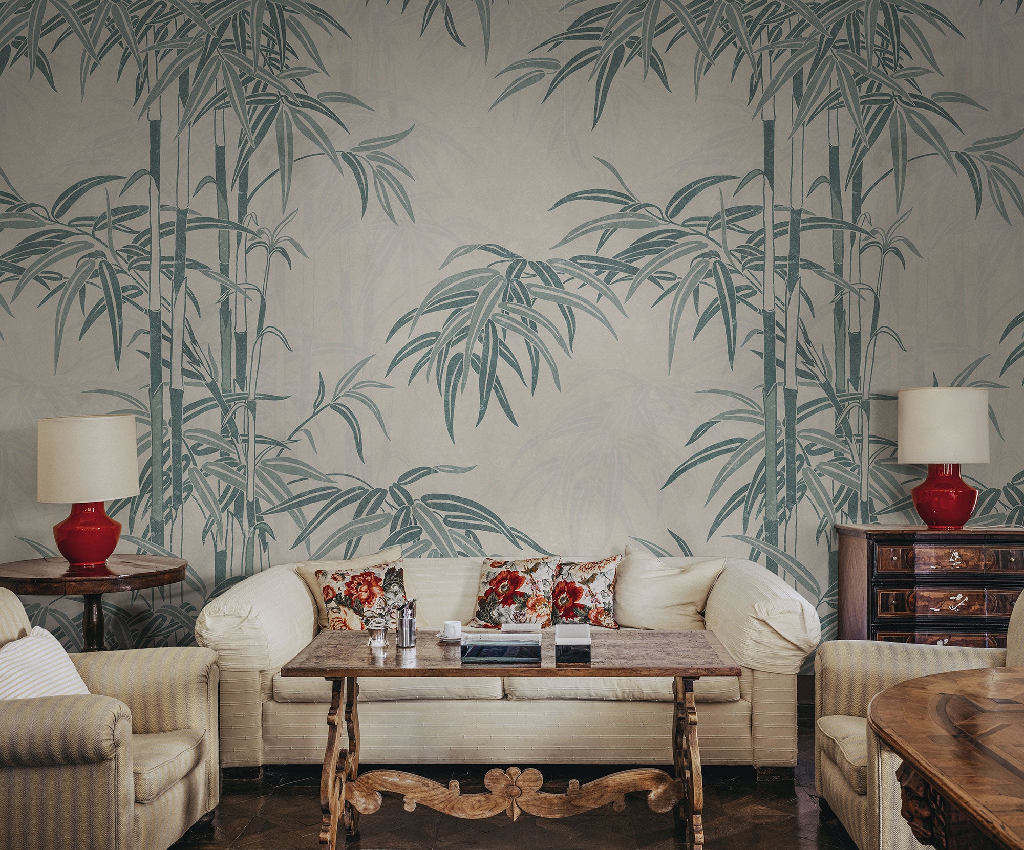 S10542 Blue Leon Mural Palm Garden Mural by Sandberg