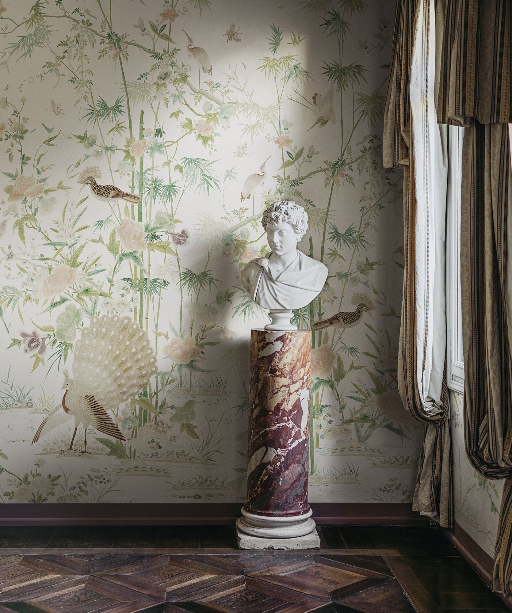 S10543 Light Green Chinoiserie Garden Chinoiserie Garden Mural by Sandberg