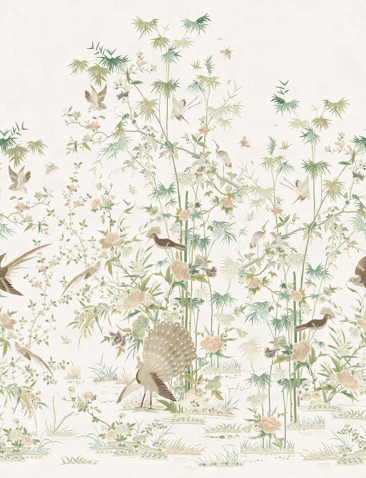 S10543 Light Green Chinoiserie Garden Chinoiserie Garden Mural by Sandberg