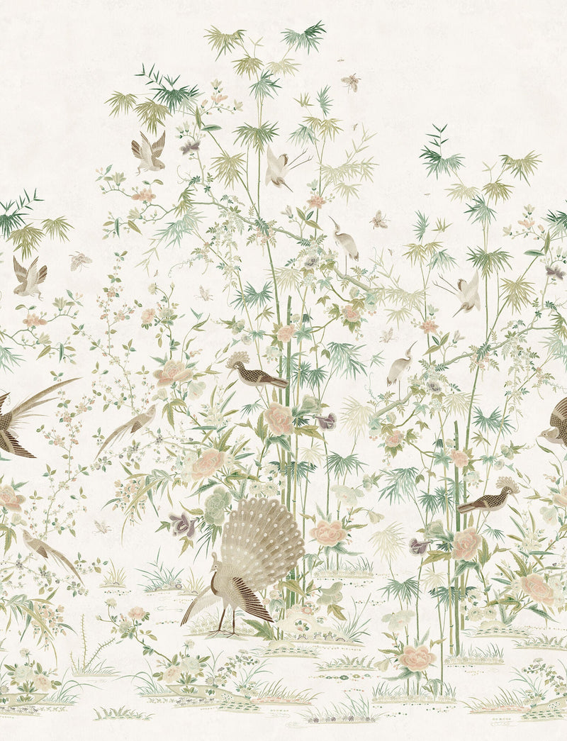 S10543 Light Green Chinoiserie Garden Chinoiserie Garden Mural by Sandberg