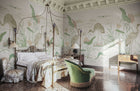 S10550 Green Seabirds Chinoiserie Garden Mural by Sandberg