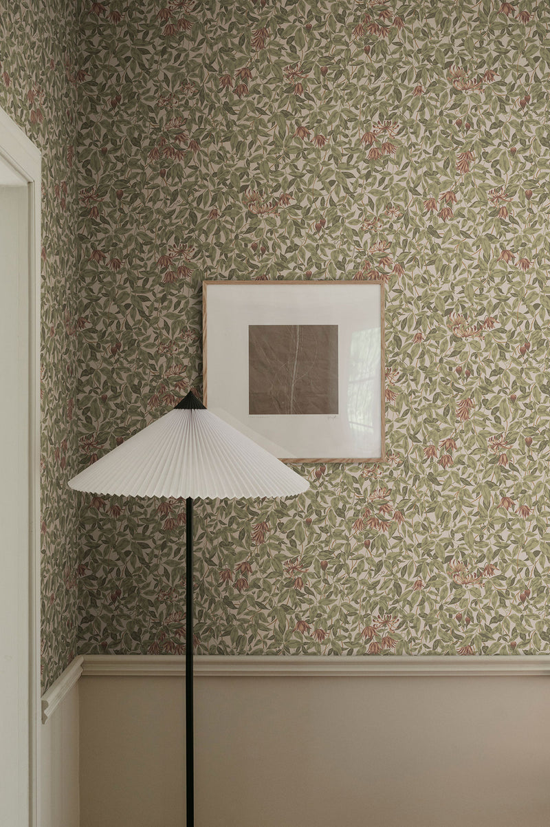 S10557 Burgundy Linnea Trädgården Wallpaper by Sandberg