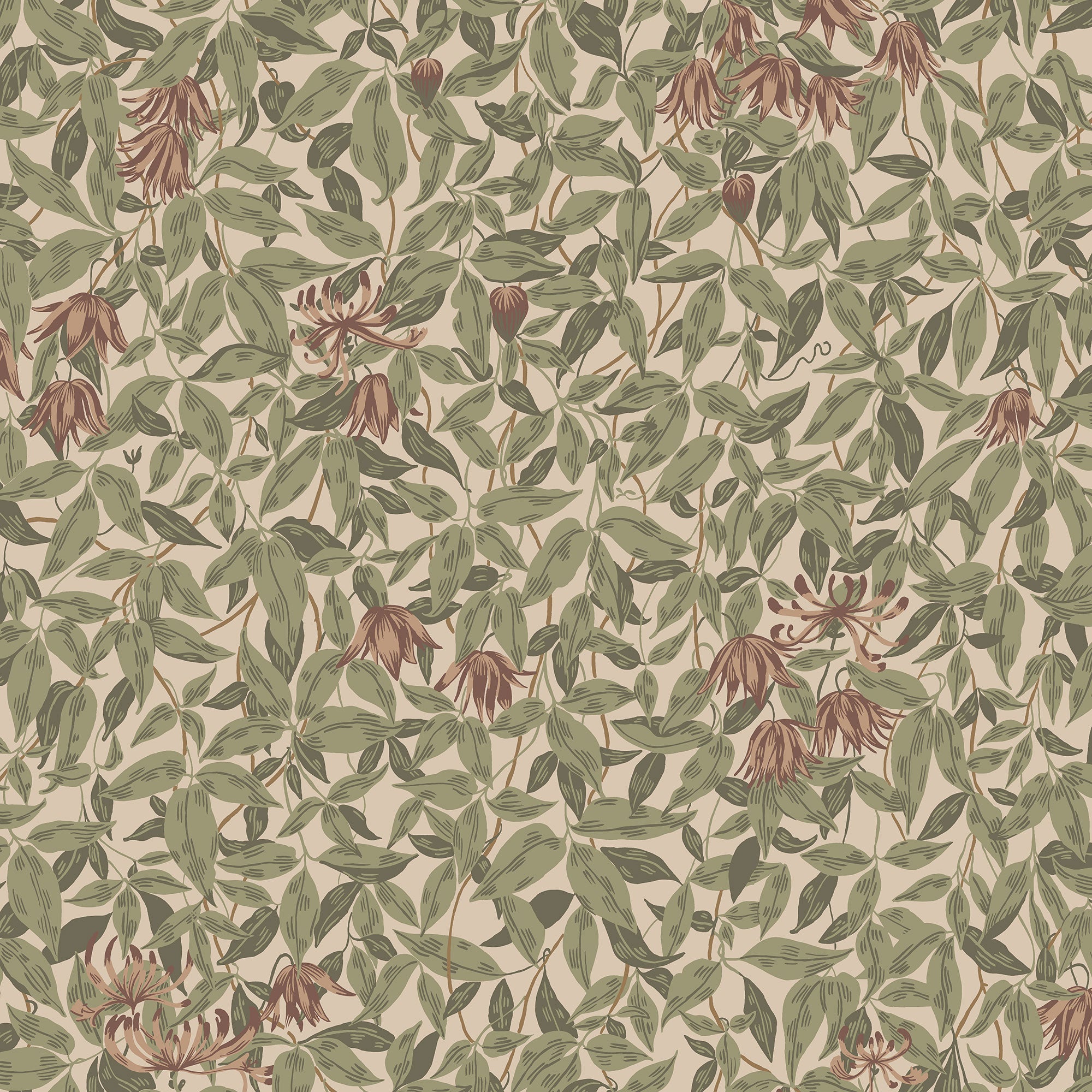 S10557 Burgundy Linnea Trädgården Wallpaper by Sandberg