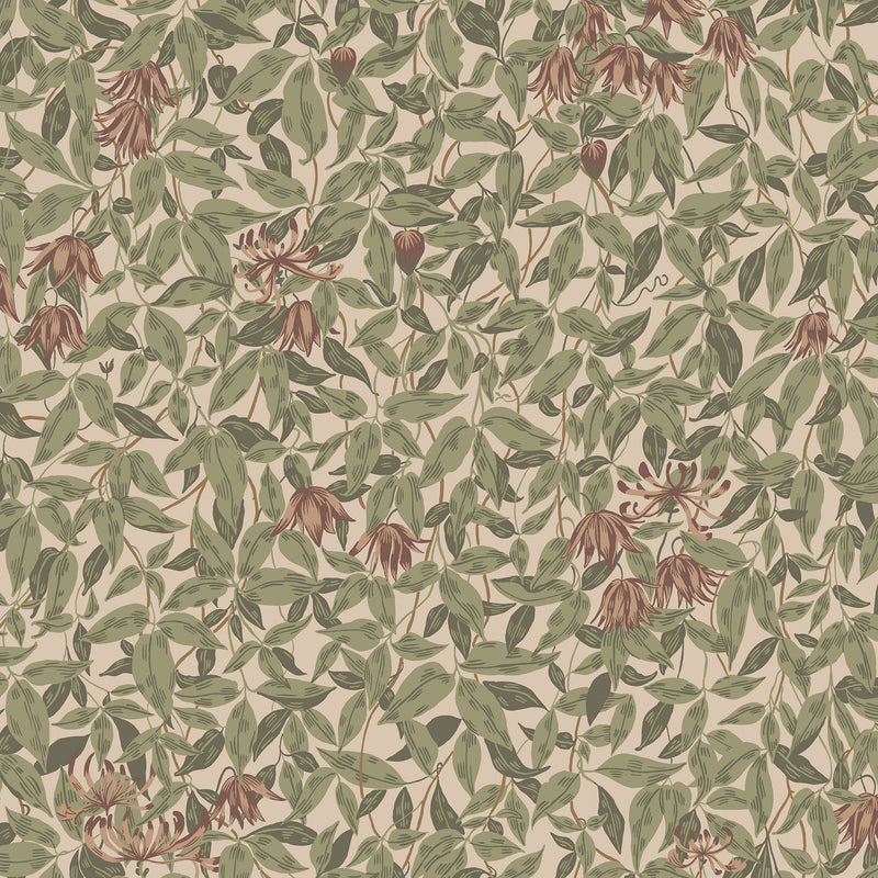 S10557 Burgundy Linnea Trädgården Wallpaper by Sandberg