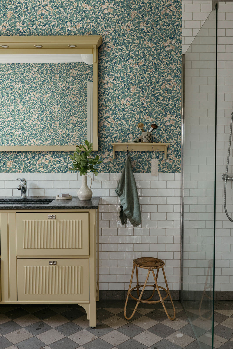 S10558 Blue Linnea Trädgården Wallpaper by Sandberg