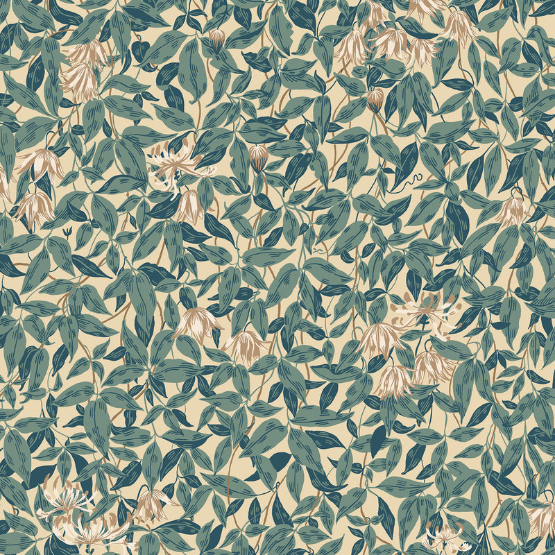 S10558 Blue Linnea Trädgården Wallpaper by Sandberg