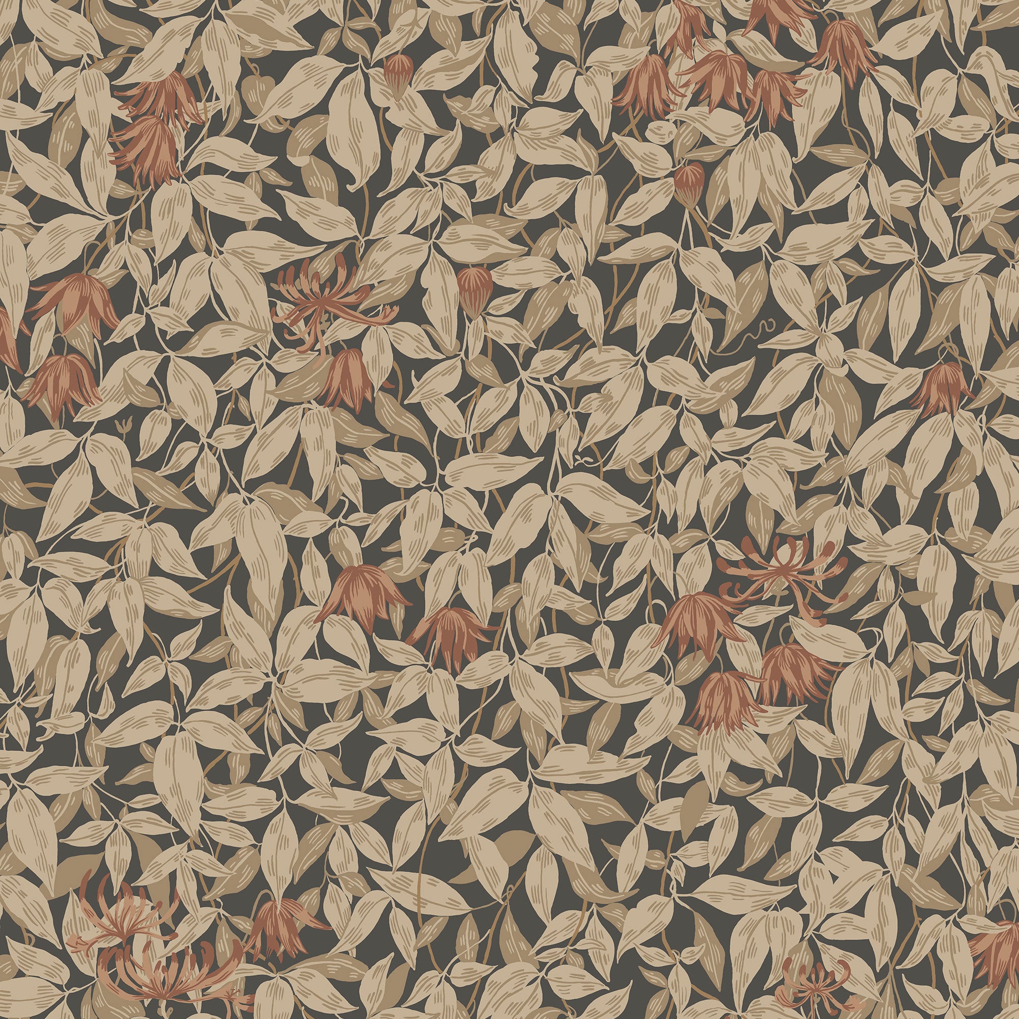 S10559 Charcoal Linnea Trädgården Wallpaper by Sandberg