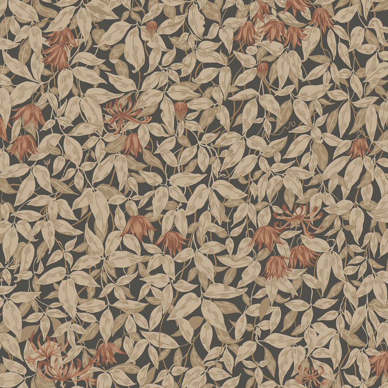 S10559 Charcoal Linnea Trädgården Wallpaper by Sandberg