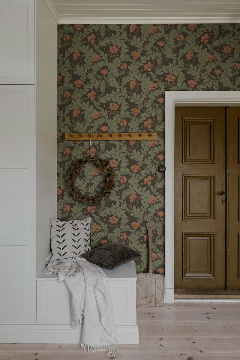 S10561 Brown Charlotta Trädgården Wallpaper by Sandberg