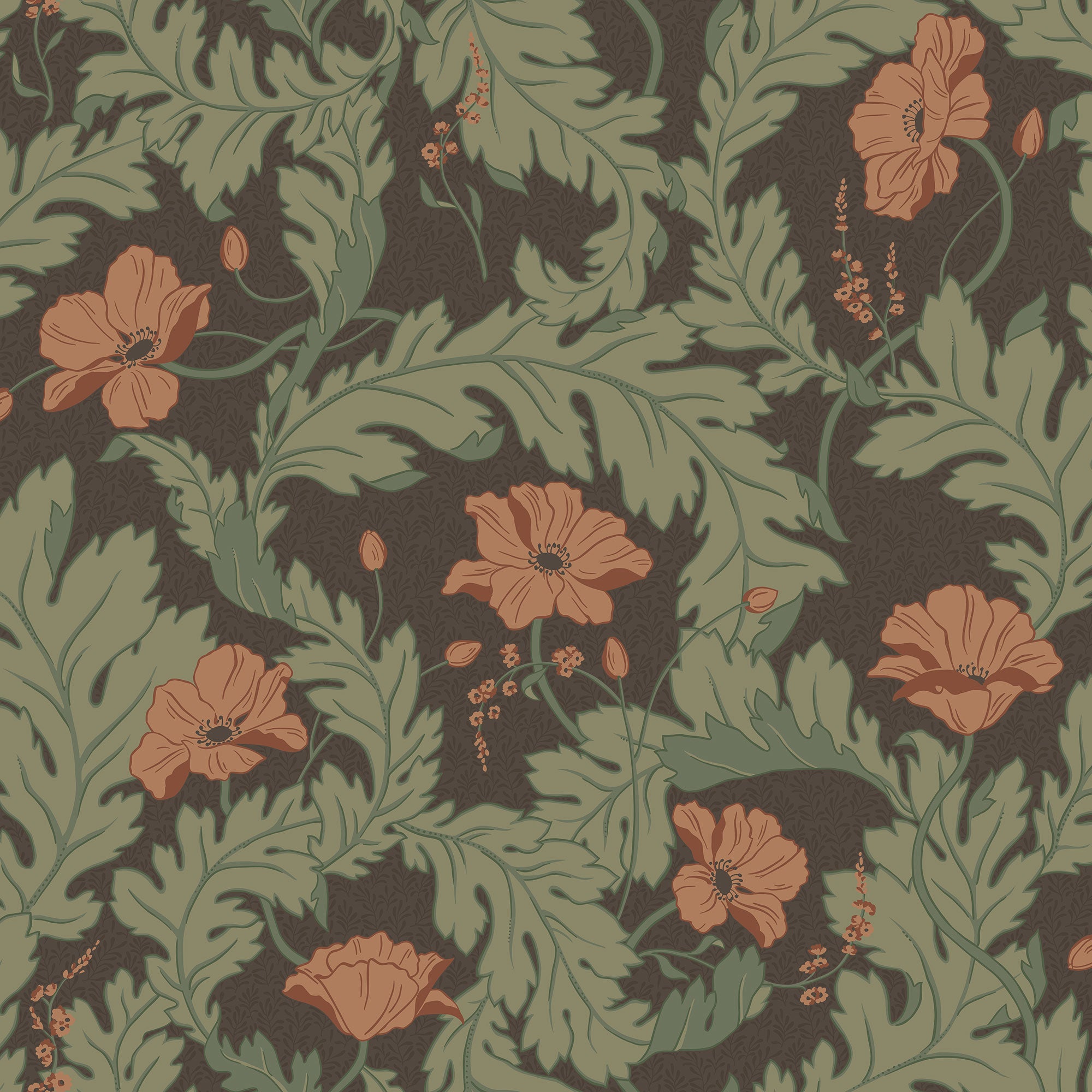 S10561 Brown Charlotta Trädgården Wallpaper by Sandberg