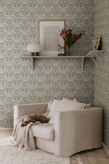 S10571 Indigo Blue Emil Trädgården Wallpaper by Sandberg