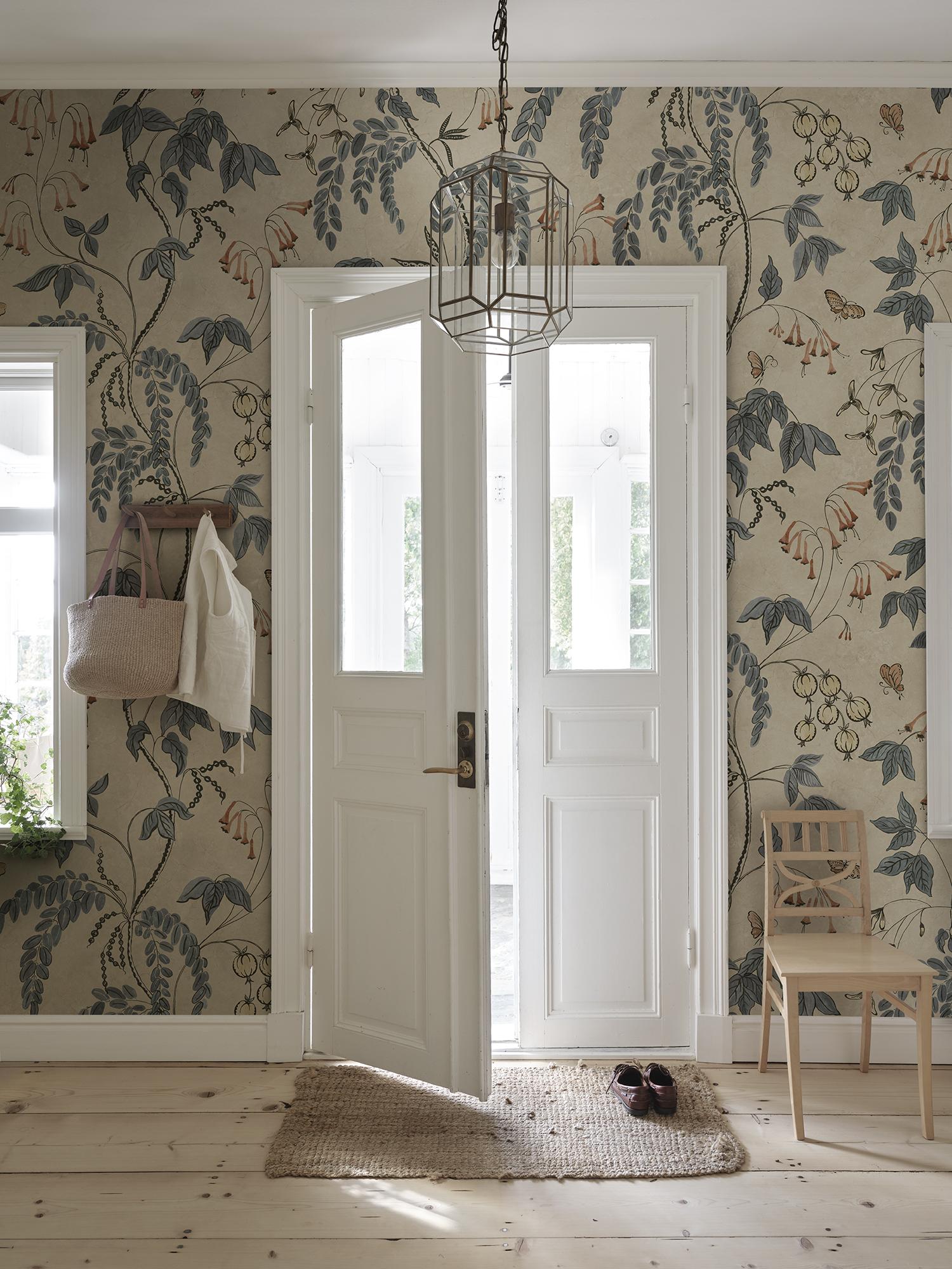 S10574 Misty Blue Ottilia Herbarium Mural by Sandberg
