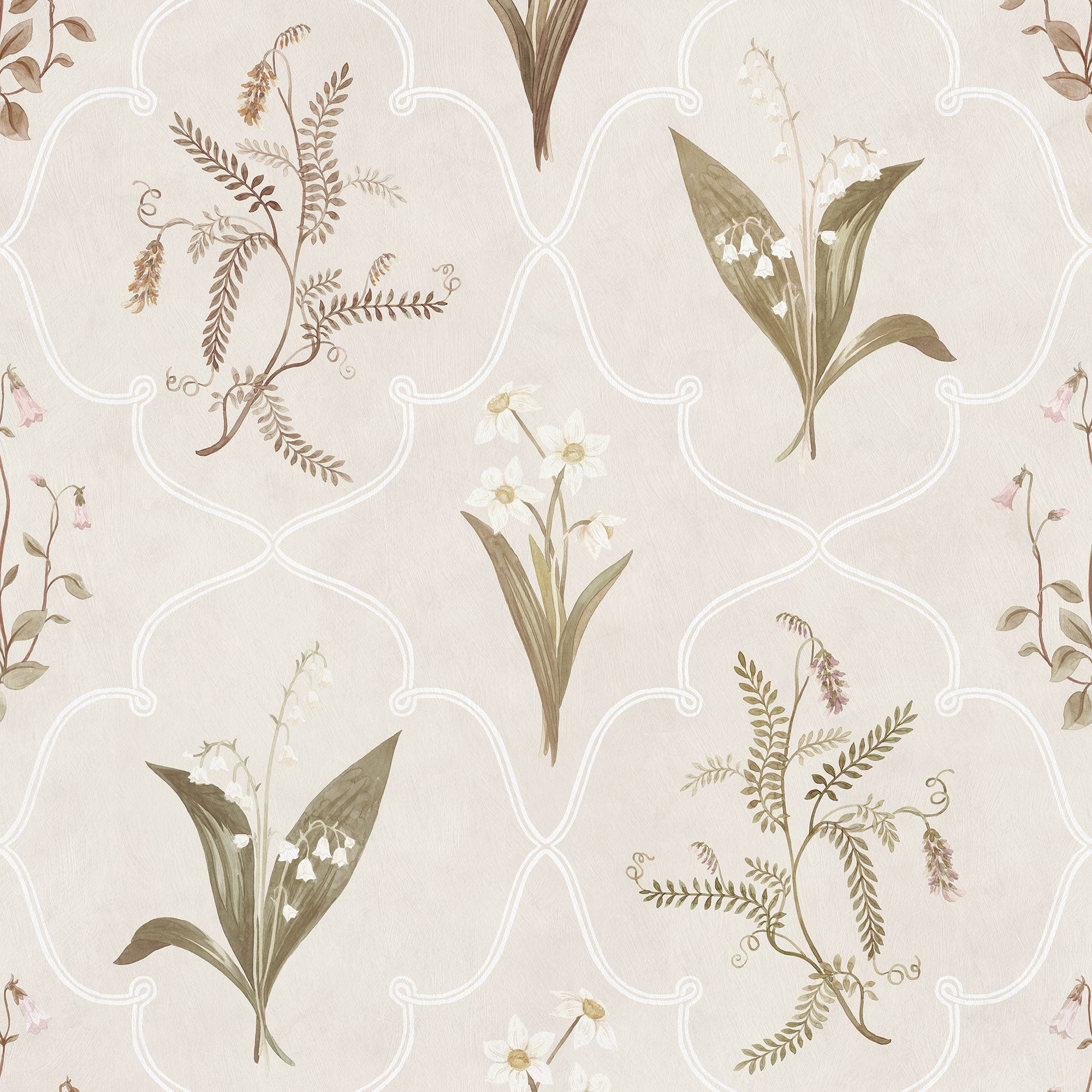 S10576 Pastel Louise Herbarium Mural by Sandberg