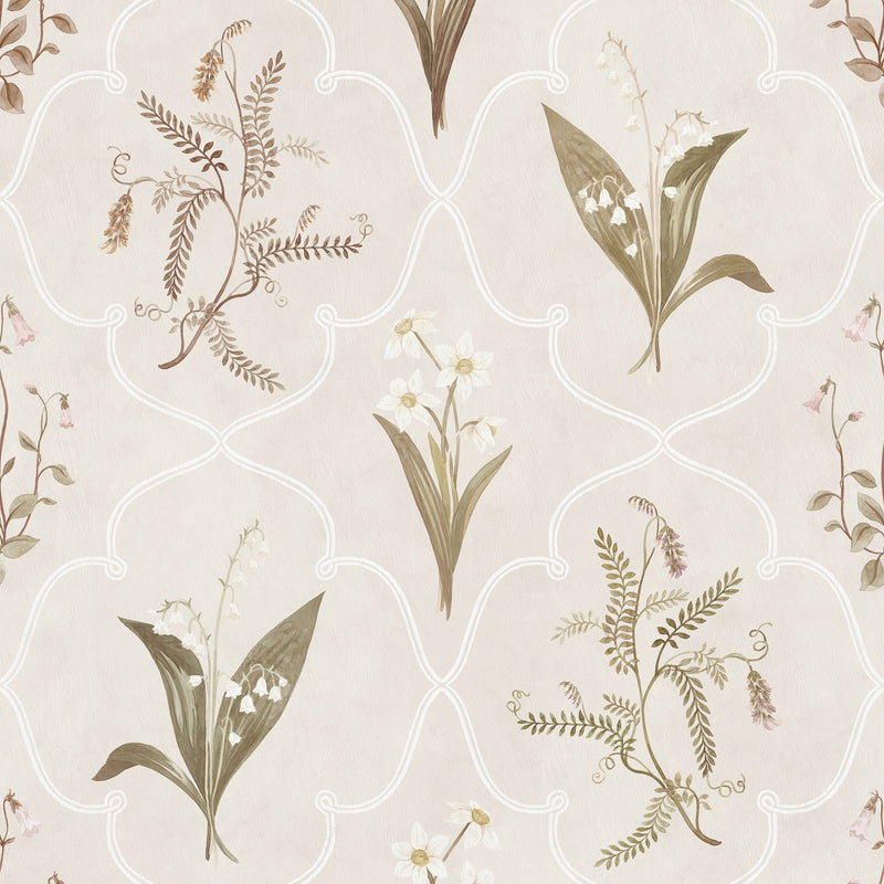 S10576 Pastel Louise Herbarium Mural by Sandberg