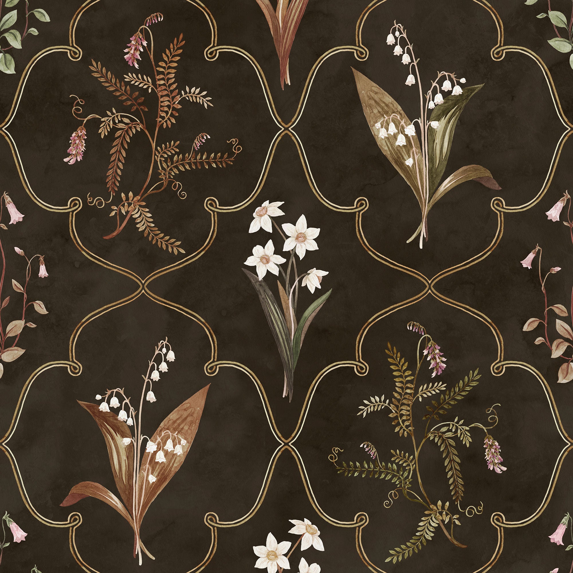 S10577 Dark Louise Herbarium Mural by Sandberg