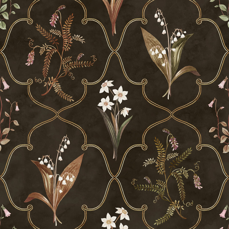S10577 Dark Louise Herbarium Mural by Sandberg