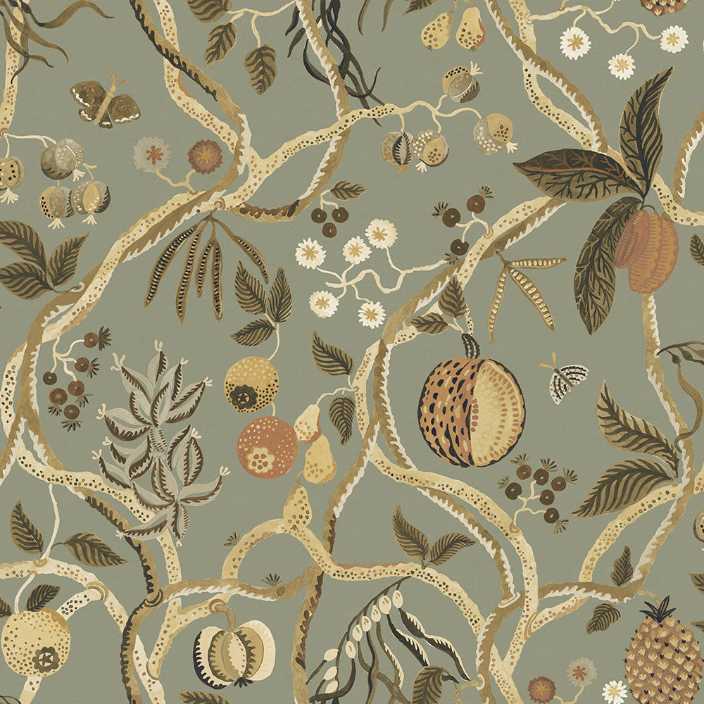 S10578 Sage Green Tree of Life Mural Herbarium Mural by Sandberg