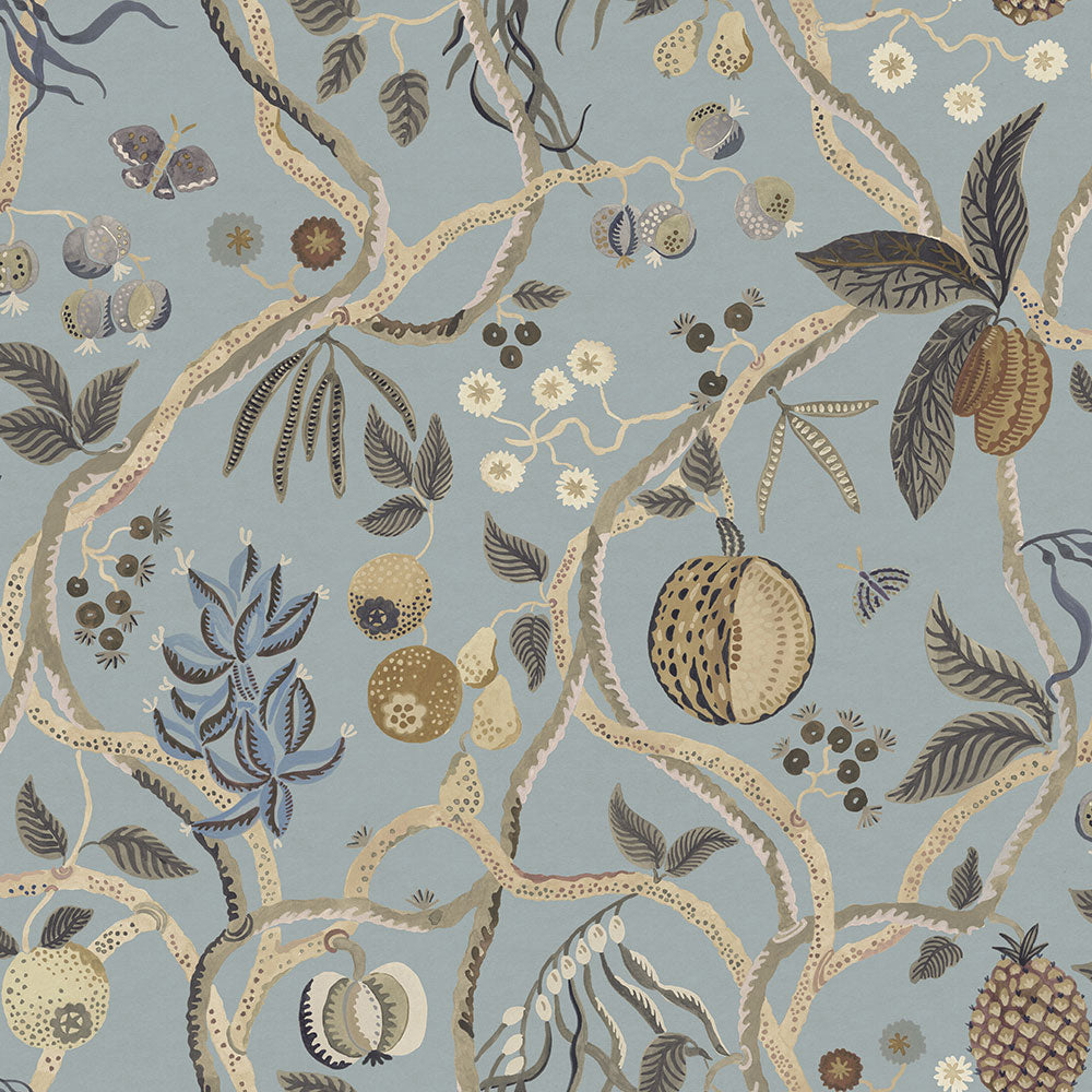 S10580 Light Blue Tree of Life Mural Herbarium Mural by Sandberg