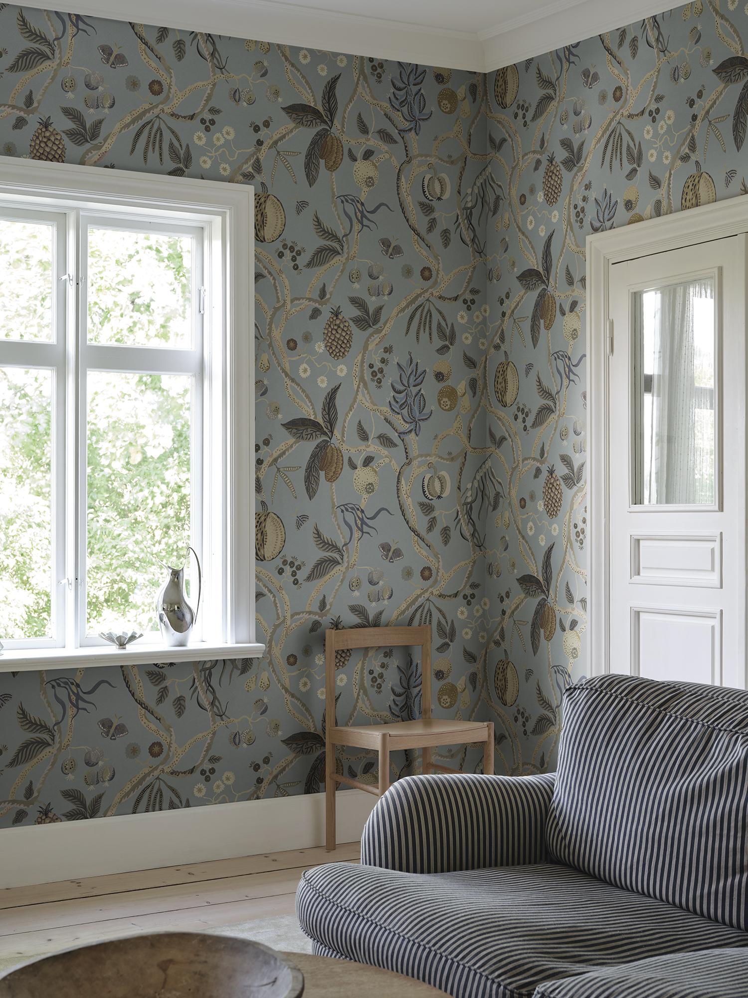 S10580 Light Blue Tree of Life Mural Herbarium Mural by Sandberg