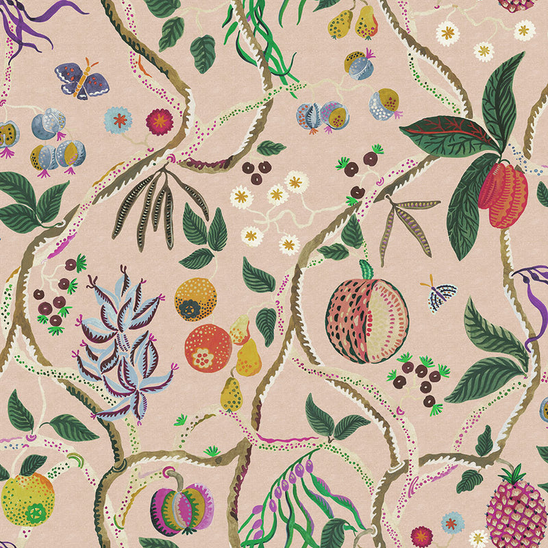 S10581 Pink Tree of Life Mural Herbarium Mural by Sandberg