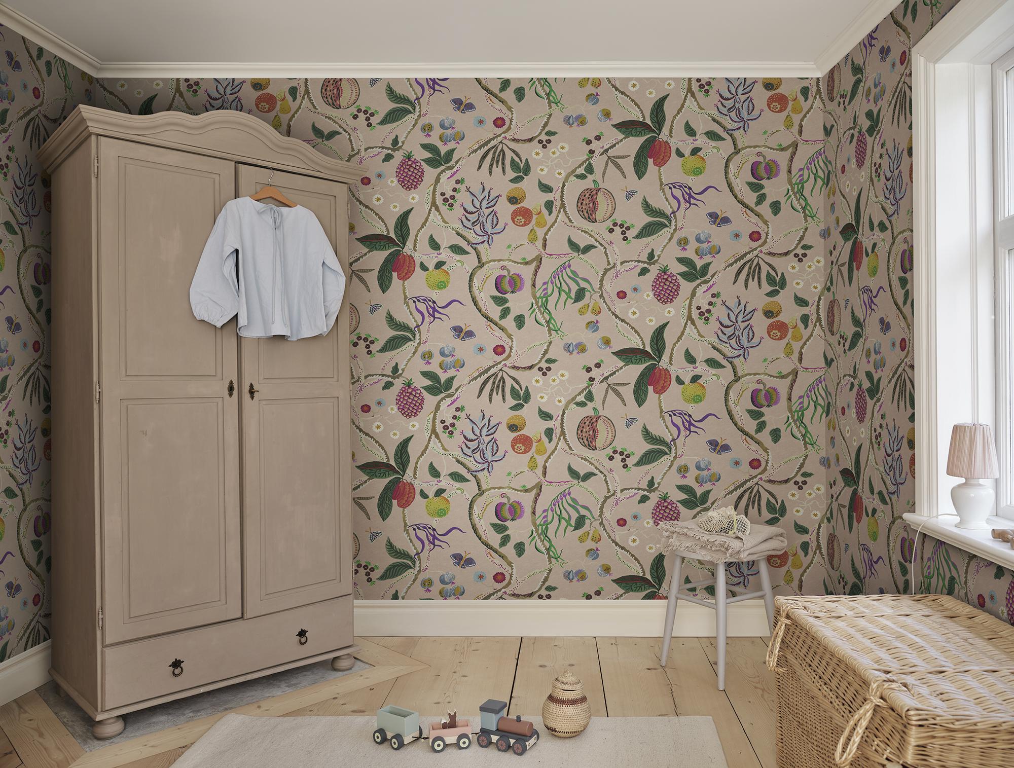 S10581 Pink Tree of Life Mural Herbarium Mural by Sandberg