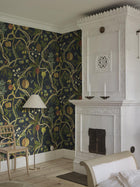S10582 Dark Blue Tree of Life Mural Herbarium Mural by Sandberg