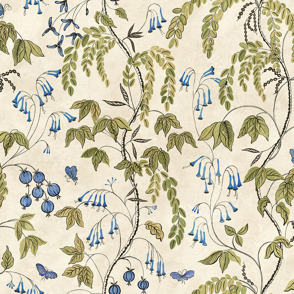 S10583 Olive Green Ottilia Herbarium Mural by Sandberg