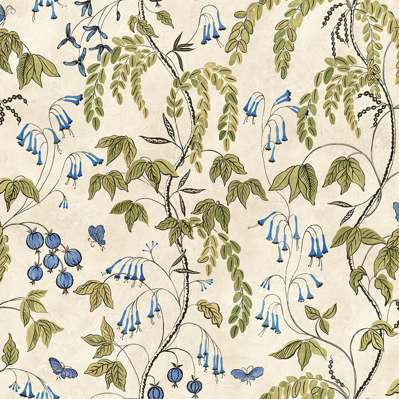 S10583 Olive Green Ottilia Herbarium Mural by Sandberg