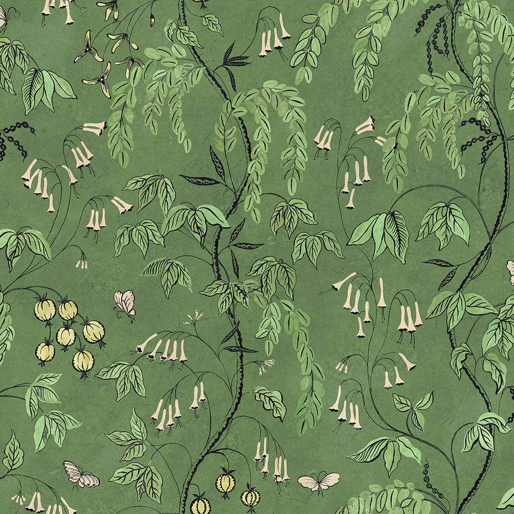 S10585 Green Ottilia Herbarium Mural by Sandberg