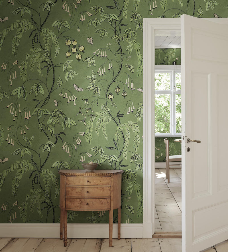 S10585 Green Ottilia Herbarium Mural by Sandberg