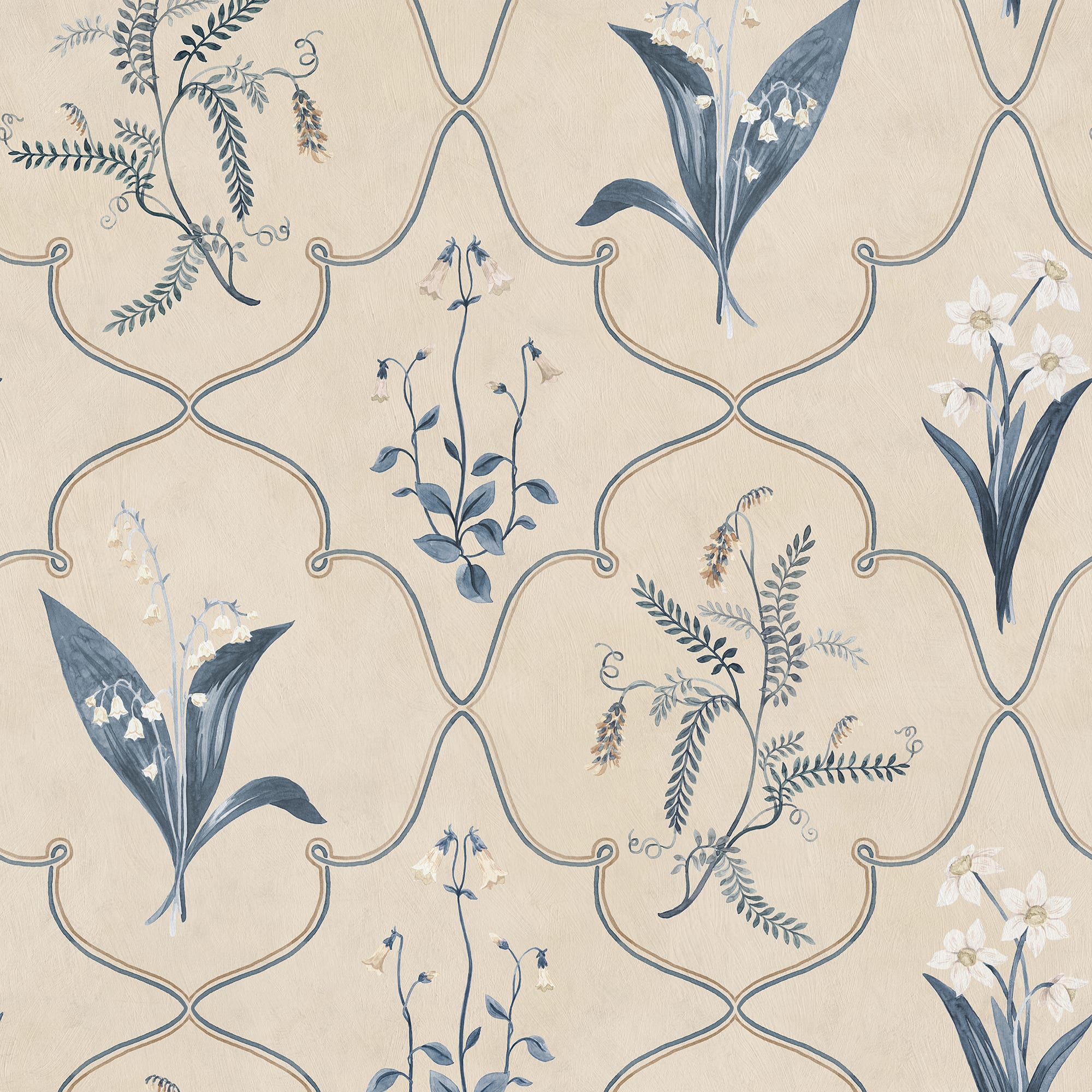 S10590 Blue Louise Herbarium Mural by Sandberg