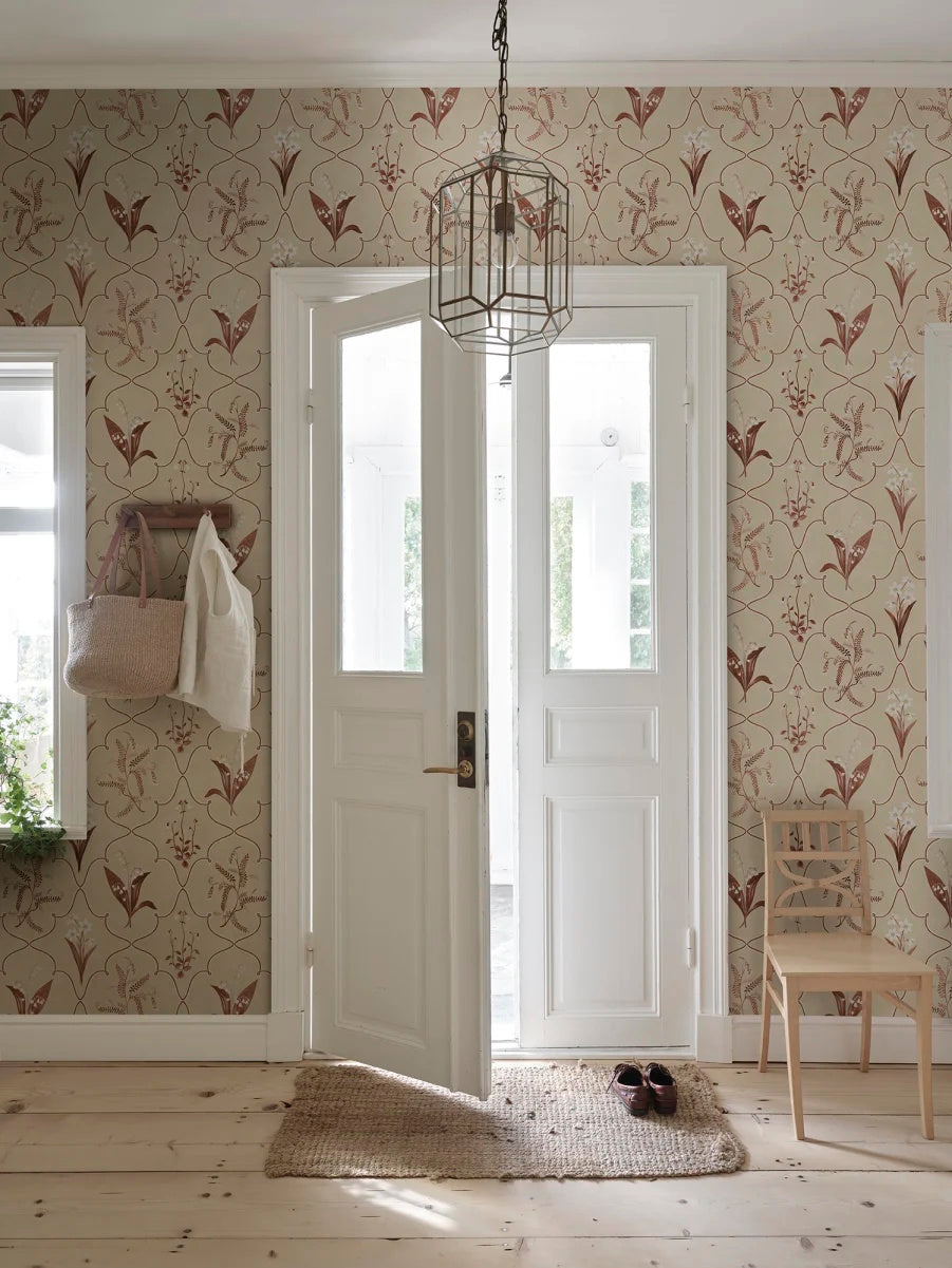 S10591 Burgundy Louise Herbarium Mural by Sandberg